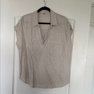 🍁2/$20🍁Ladies Collar V Neck Linen Top XL Tall